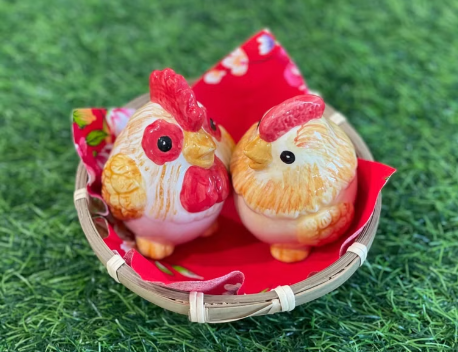 可愛帶路雞裝飾擺飾(含一個小編織籃)